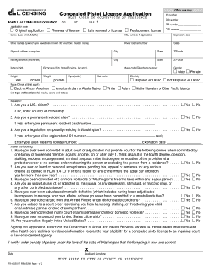 Washington Concealed Pistol License Application