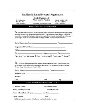Ohio Residential Rental Property Registration Form