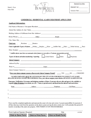 Commercial Residential Alarm User Permit Application