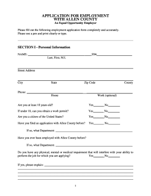 Allen County Employment Application