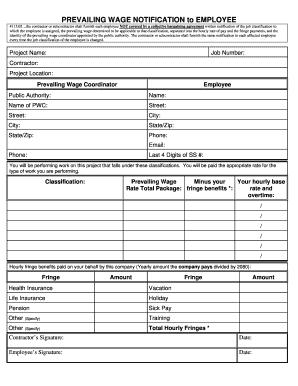 Prevailing Wage Notification to Employee