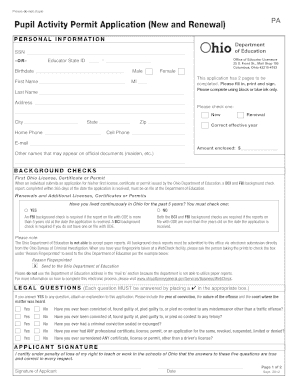 Pupil Activity Permit Application