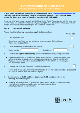 Disabled Bus Pass Application