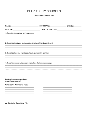Student 504 Plan
