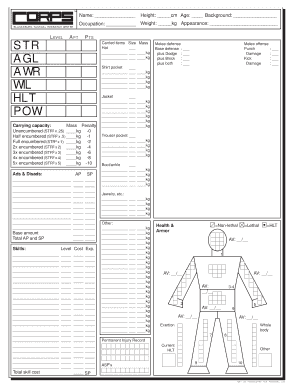 Blacksburg Tactical Research Center Character Sheet