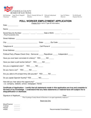 Poll Worker Employment Application