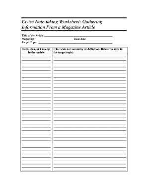 Civics Note-taking Worksheet