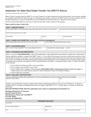 Michigan State Real Estate Transfer Tax Refund Application