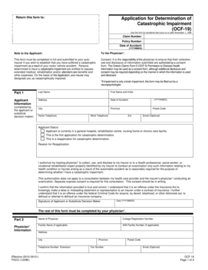 Application for Determination of Catastrophic Impairment