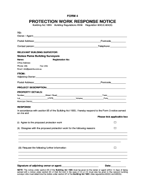 Protection Work Response Notice Form 4