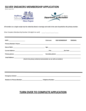 Silver Sneakers Membership Application