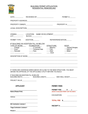 Residential Remodeling Building Permit Application