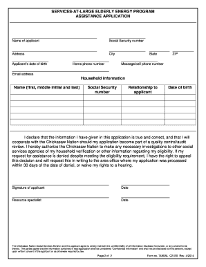 Chickasaw Nation Elderly Energy Assistance Application