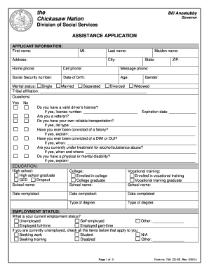 Chickasaw Nation Assistance Application