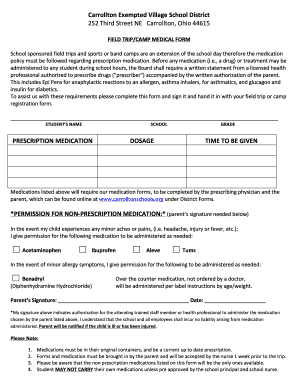 Field Trip Medical Form
