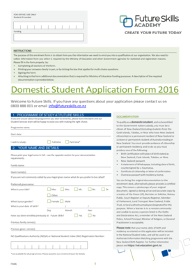 Domestic Student Application Form