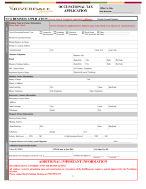 Georgia Occupational Tax Application
