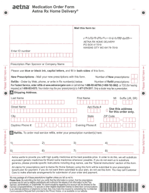 Aetna Medication Order Form
