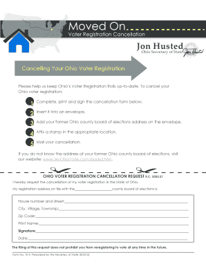 Ohio Voter Registration Cancellation Form