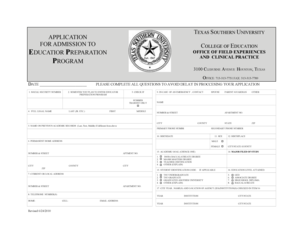 Texas Southern University College of Education Application