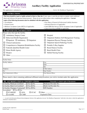 Ancillary Facility Application