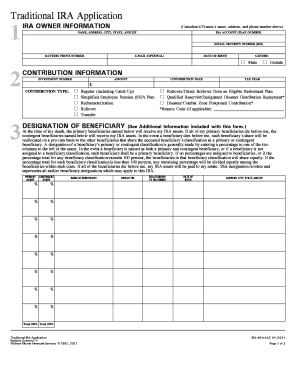 Traditional IRA Application Form