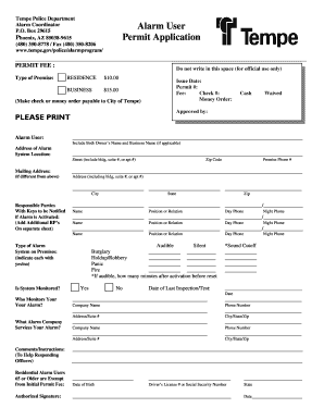 Tempe Alarm Permit Application