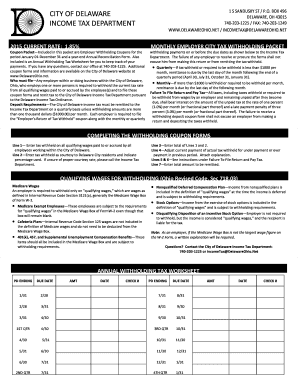 City of Delaware Monthly Employer City Tax Withholding Packet