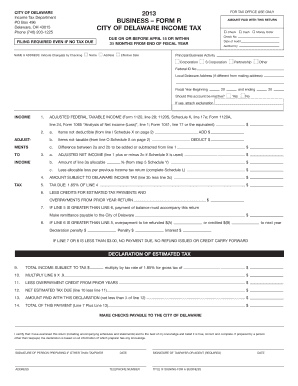 City of Delaware Business Income Tax Return