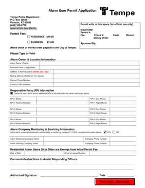 Tempe Alarm User Permit Application
