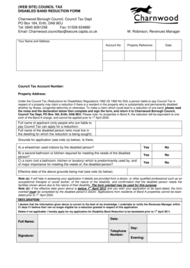 UK Council Tax Disabled Band Reduction Form
