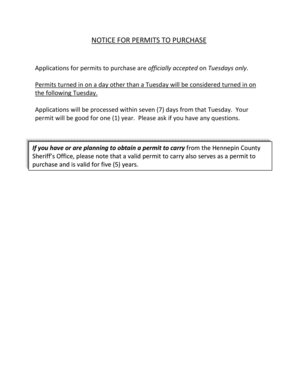 Minnesota Uniform Firearm Permit to Purchase Application