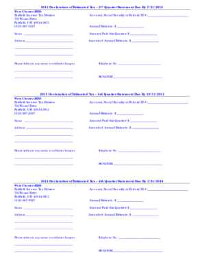 2015 Fairfield Estimated Tax Declaration