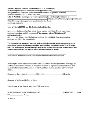 Private Employer Affidavit