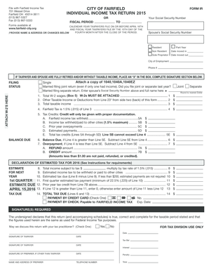 City of Fairfield Individual Income Tax Return