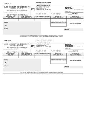 Form Q1 12 Quarterly Estimated Tax Return