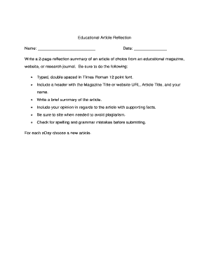 Educational Article Reflection Form