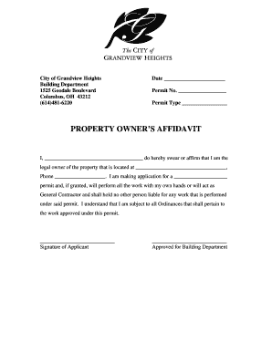 Property Owner's Affidavit for Building Permit