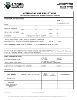 Application for Employment
