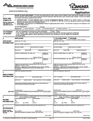 Credit Union Loan Application Form