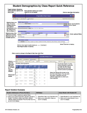 Student Demographics by Class Report