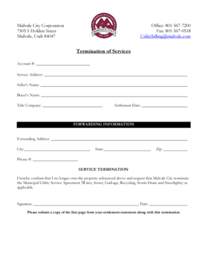Utility Service Termination Form