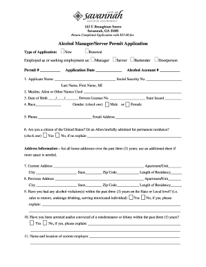 Alcohol Manager/Server Permit Application