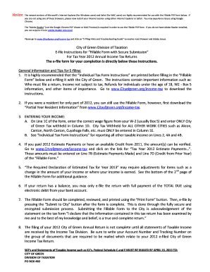 City of Green Annual Income Tax Return