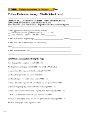 Critical Evaluation Survey for Middle School