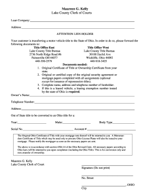 Ohio Out of State Title Transfer Form