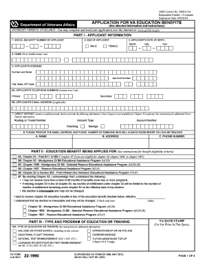 VA Form 22-1990 Application for Education Benefits