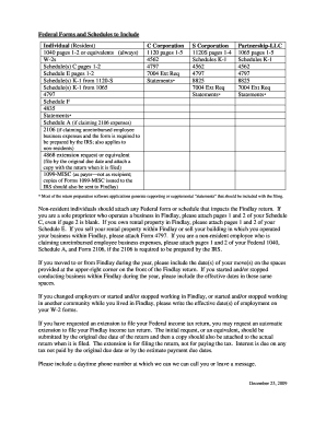 Findlay Federal Tax Return Instructions