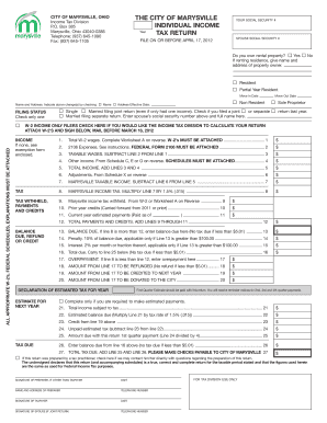 Marysville Ohio Individual Income Tax Return