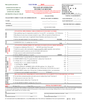 Lexington Income Tax Return Form